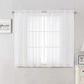 Lecloud White Sheer Curtains 48 Inch Length 2 Pcs, Light Filtering Voile Bathroom Curtains for Bedroom Basement Living Room, Farmhouse Window Treatments Rod Pockets Drapes, Each Panel 42" W x 48" L