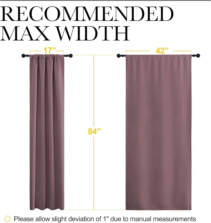 NICETOWN Blackout Curtains for Living Curtains, Window Treatment Thermal Insulated Room Darkening Drape Panels for Patio Sliding Glass Door (Dry Rose, Set of 2, 42 inches Width by 84 inches Length)