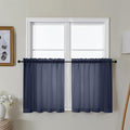 Gwine Navy Blue Sheer Curtain Tiers 24 Inch Length, Light Filtering Voile Short Curtain for Living Room Bedroom, Rod Pocket Cafe Curtains for Small Windows 42x24 Inch, 2PCS