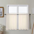Gwine Cream Sheer Curtains 30 Inch Length, Short Light Filtering Voile Small Cafe Kitchen Curtains with Rod Pocket, Short Curtain for Bathroom Window, 42x30 Inch, 2PCS