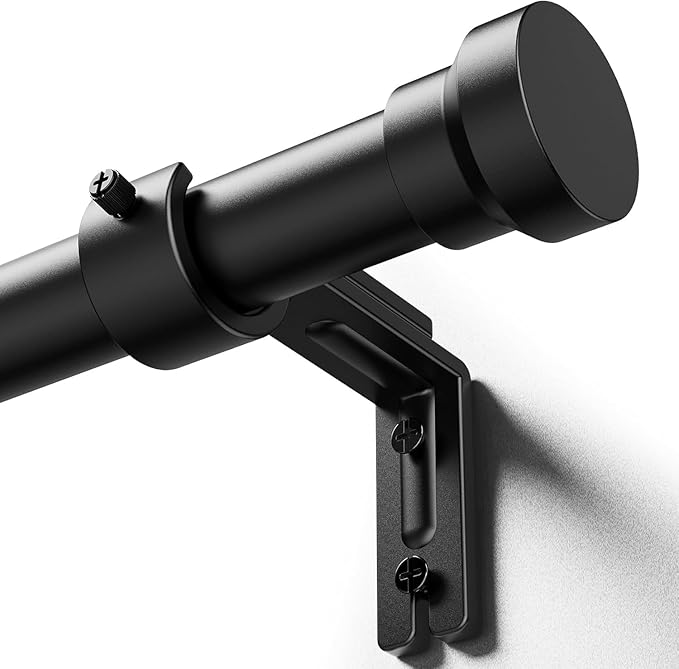 YaFex Curtain Rods 32-170 Inch, Heavy Duty 1 Inch Adjustable Curtain Rod for Windows, Black Extra Long Window Treatment Rods, Modern Design, Easy Installation