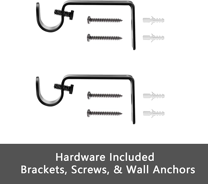 GXOACKJ Curtain Rods for windows 32-62 inch, 5/8 inch Decorative Matte Black Splicing Heavy Duty Metal Curtain Rod set with Brackets