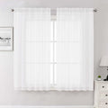 Lecloud White Sheer Curtains 63 Inch Length 2 Pcs, Light Filtering Rod Pockets Window Curtains for Bedroom, Soft Voile Home Drapes for Living Room Bathroom Home Office, Each Panel 59" W x 63" L