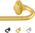 TVWOO Gold Wrap Around Curtain Rods:5/8" Small Blackout Adjustable Window Curtain Rod for Bedroom Kitchen Apartment Renter Friendly,Room Darkening Curved Drapery Rods Easy Install,Brass Golden 48-90"