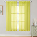 Sheer Curtains 63 Inch Length 2 Panels Set for Living Room Bedroom, Airy Soft Light Filtering Sheer Dining Room Curtains, Modern Rod Pocket Drapes, Lemon, Each 42" Wx63 L