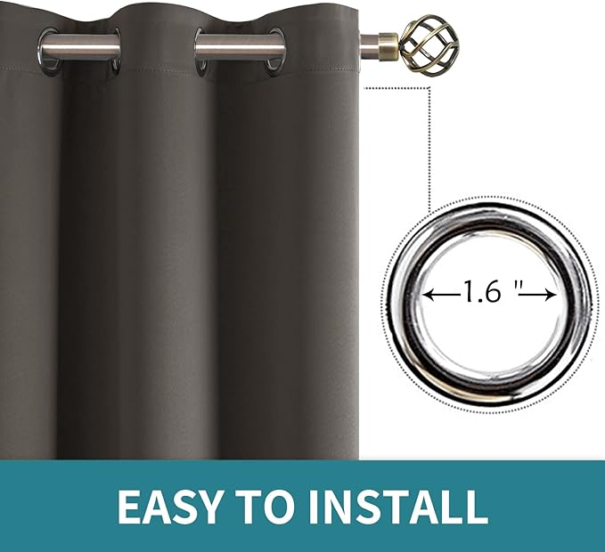 BGment Blackout Curtains for Bedroom - Grommet Thermal Insulated Room Darkening Curtains for Living Room, Set of 2 Panels (38 x 84 Inch, Grey)