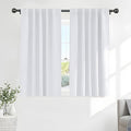 PONY DANCE White 50% Lighting Blocking Curtains for Bathroom, Short Non-See-Through Thermal Insulated Room Darkening Back Tab Small Drapes for Nursery Bedroom Window, W34 x L45, Pure White, 2 Panels
