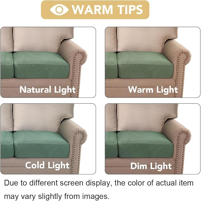 H.VERSAILTEX Super Stretch Individual Seat Cushion Covers Sofa Covers Couch Cushion Covers Slipcover Sets Thick Jacquard Textured Twill Fabric (2 Piece Medium Sofa Cushion Covers, Loden Frost)