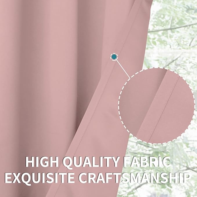 BGment Room Darkening Curtains 45 Inches Long - Grommet Thermal Insulated Drapes Window Treatment Curtains for Bedroom, 2 Panels, 38 x 45 Inch, Baby Pink