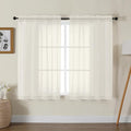 Gwine Ivory Sheer Curtains for Living Room 45 inches Long, Short Voile Light Filtering Window Treatments Sheer Curtains for Bedroom, Half Window Drapes with Rod Pocket, Each 42" Wx45 L