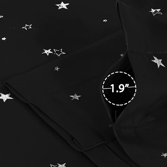H.VERSAILTEX Blackout Curtain Valances for Kitchen Window/Living Room/Bathroom Privacy Added Rod Pocket Home Decoration Winow Valance, 52" W x 18" L, Glitter Stars in Black Base