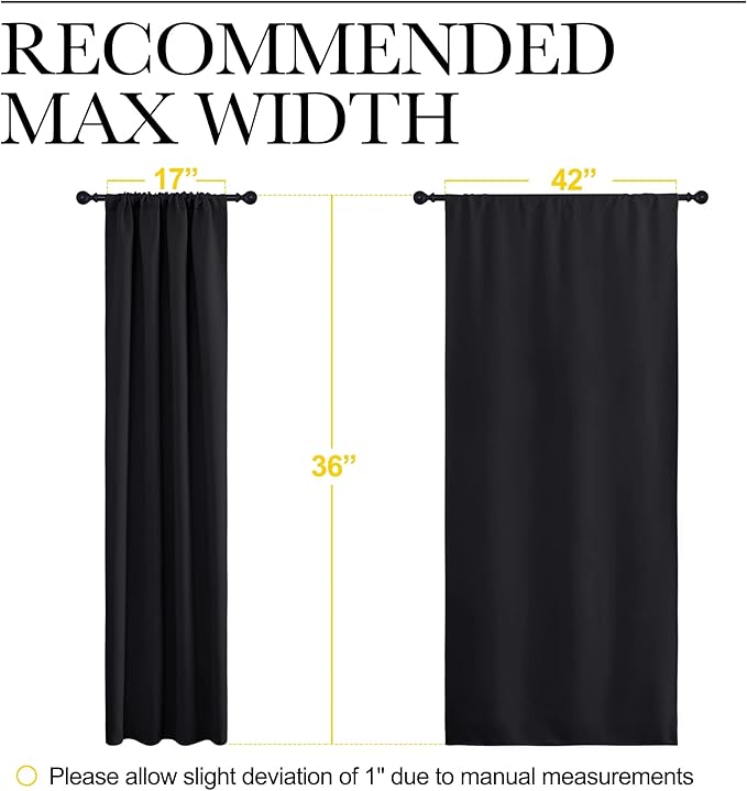 NICETOWN Short Curtains 36 inches Long, Black Out RV Bunk Panels, Kitchen Window Curtains Over Sink, Thermal Insulating Blackout Drapes/Draperies for Small Window (2 Panels, 42 inches Wide)