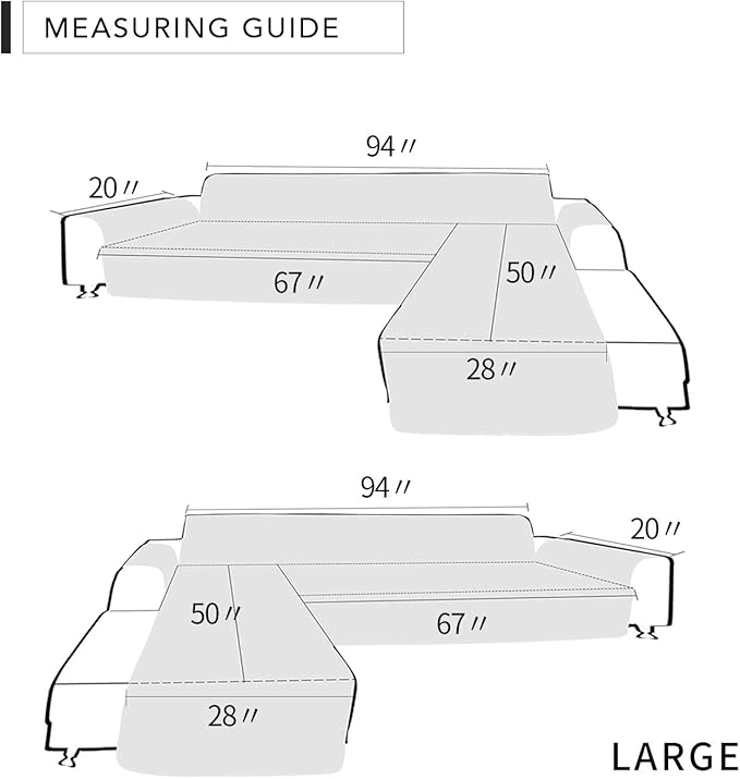 Easy-Going Sofa Slipcover L Shape Sofa Cover Sectional Couch Cover Chaise Cover Reversible Sofa Cover Furniture Protector for Pets Kids Dog Cat(Large,Greyish Green/Greyish Green)