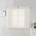 OVZME 2 Panels Cream Sheer Curtains 54 Inches Length Window Treatment for Kitchen, Elegant Airy Transparent Curtain Dual Rod Pocket for Kids Living Room, Each 42 Width 45 Length