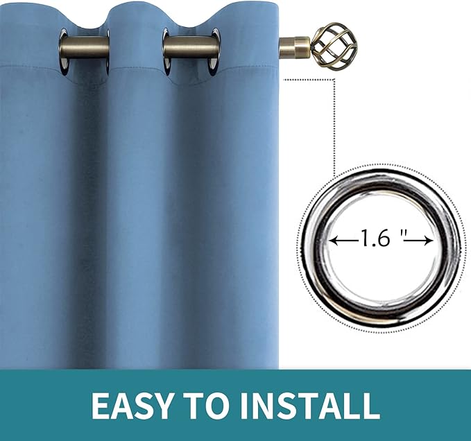 BGment Blackout Curtains - Grommet Thermal Insulated Room Darkening Bedroom and Living Room Curtains, Set of 2 Panels (70 x 84 Inch, Denim)