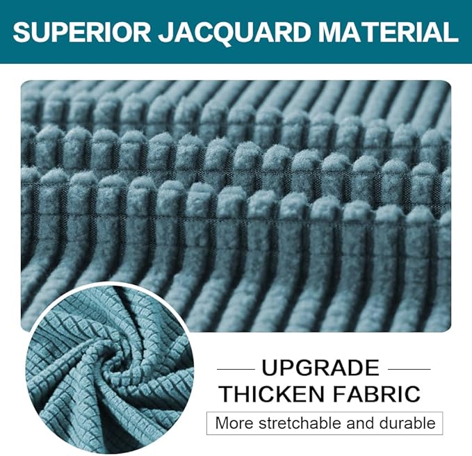 Turquoize 4 Piece Sofa Covers for 3 Cushion Couch Sofa Slipcover Soft Couch Cover for Dogs-Washable Sofa Furniture Covers with 3 Individual Cushion Covers, Jacquard Fabric (3 Cushion Sofa, Storm Blue)