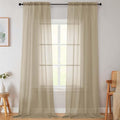 Extra Long Sheer Taupe Curtains for Bedroom Living Room 108 Inches Long 2 Panels Set, Solid Soft Light Filtering Rod Pocket Sheer Window Curtains, Taupe, Each 42" Wx108 L Inch