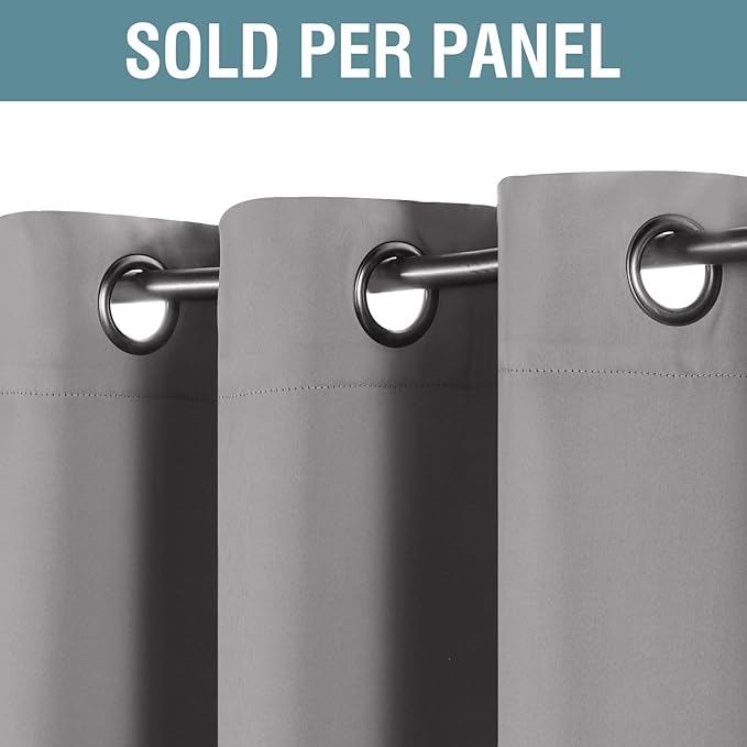 H.VERSAILTEX Grey Blackout Curtains for Bedroom Thermal Insulated Room Darkening Blackout Curtain Panel for Door, Window Panel Drapes - 1 Panel - 52 inch Wide by 120 inch Long, Dove Gray, Grommet Top