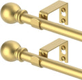 GXOACKJ 2 Pack Gold Curtain Rods for windows 48 to 84-93 inch, 5/8 inch Splicing Heavy Duty Metal Curtain Rod Set with Brackets