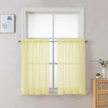 Chyhomenyc Sheer Curtains 36 inch Length 2 Panels Set - Light Filtering Voile Rod Pocket Short Window Curtians for Bathroom Living Room Farmhouse Small Windows, 42Wx36L inches, Light Yellow