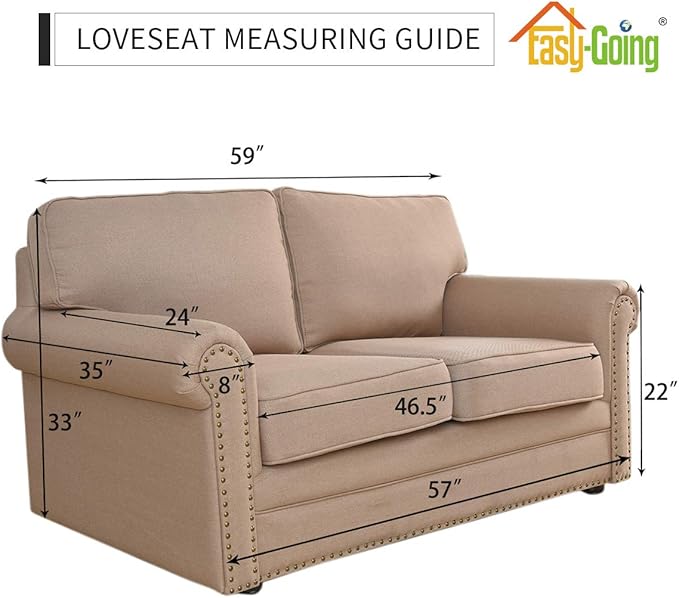 Easy-Going Reversible Loveseat Couch Cover for 2 Cushion Couch Sofa Cover for Dogs Water Resistant Furniture Protector with Foam Sticks Elastic Straps for Pet (Loveseat, Greyish Green/Beige)