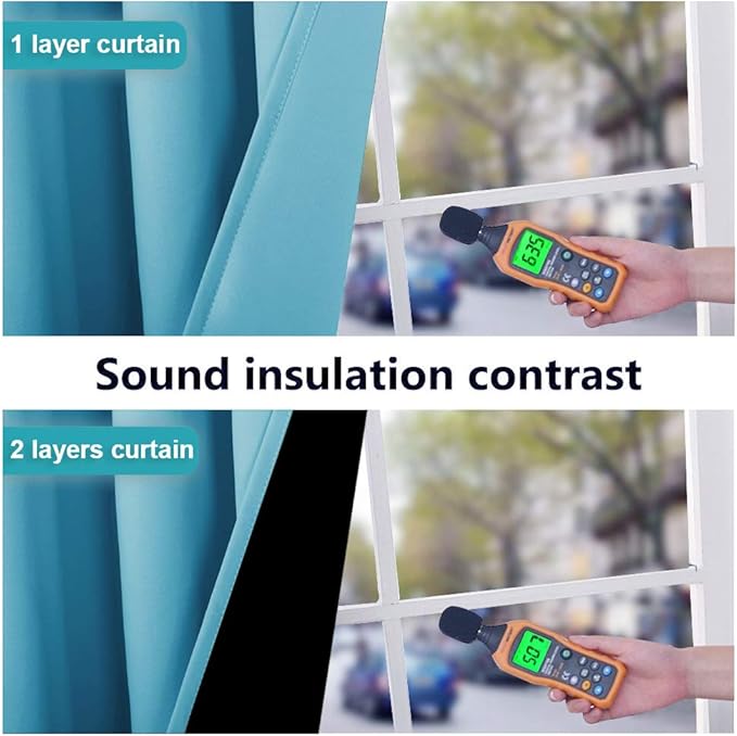 NICETOWN 100% Blackout Window Curtain Panels, Teal Blue, 2 Pieces, 70-inch Wide Per Panel, Full Light Blocking Drapes with Black Liner for Nursery, 72-inch Drop Thermal Insulated Draperies