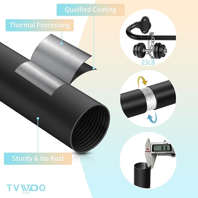 TVWOO Black Wrap Around Curtain Rods:5/8" Small Blackout Adjustable Window Curtain Rod for Bedroom Kitchen Apartment Renter Friendly,Room Darkening Curved Drapery Rods Easy Install,Matte Black 36-72"