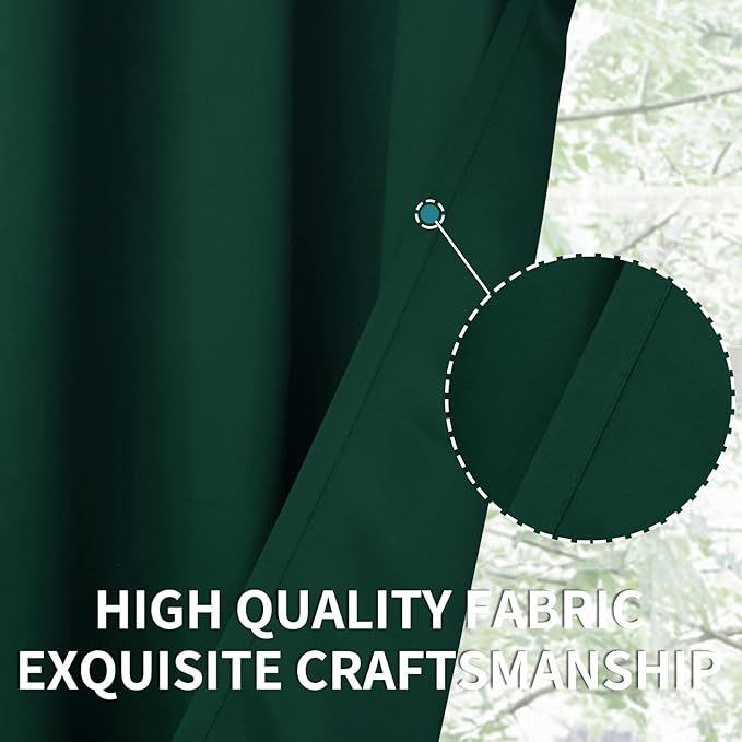 BGment Blackout Curtains for Bedroom - Grommet Thermal Insulated Room Darkening Drapes for Living Room, Set of 2 Panels (38 x 63 Inch, Emerald Green)
