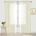 DWCN Ivory Sheer Curtains Semi Transparent Voile Rod Pocket Curtains for Bedroom and Living Room, 60 x 84 inches Long, Set of 2 Panels