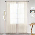 SpaceDresser Sheer Voile Window Treatment Rod Pocket Curtain Panels for Kitchen Bedroom Living Room Drapes Sunlight Filtering Privacy Semi Home Decor Assorted Colors Sizes (Ivory, 52 W x 45 L)