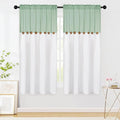 FRAMICS Farmhouse Cotton Linen Curtains for Living Room, Boho Button Curtains 63 Inch Length, Sage Green Rustic Country Linen Window Curtains for Bedroom, Rod Pocket Curtains & Drapes, 52 x 63 Inch