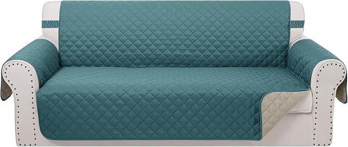 Reversible Oversized Sofa Covers Couch Cover Furniture Protector for Dogs Elastic Straps Water Resistant(XLSofa,Blue/Beige)