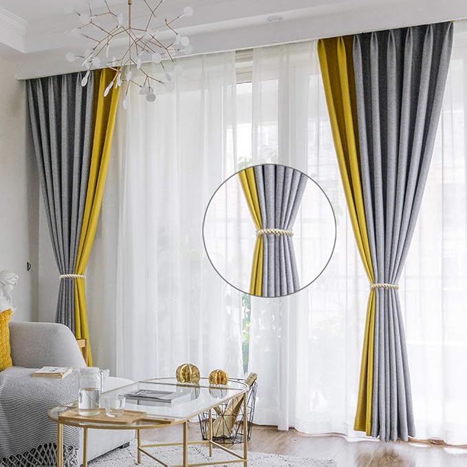Curtain Tiebacks Ropes, 4pcs Decorative Handmade Tie Backs Curtain Holdbacks Holders Cord for Window Sheer Drapes Indoor Outdoor, Beige