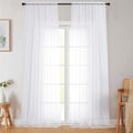 Extra Long Sheer White Curtains for Bedroom Living Room 108 Inches Long 2 Panels Set, Solid Soft Light Filtering Rod Pocket Sheer Window Curtains, White, Each 42" Wx108 L Inch