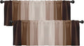 Emvency 2 Pack Valances Window Treatments, Striped Neutral Brown Minimalist Beige Retro Drapes Adjustable Curtain for Windows Living Room Kitchen Over Sink, 52x18 Inch Rod Pocket Valances
