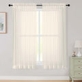 Cream Sheer Curtains 63 Inch Length 2 Panels Set for Living Room Bedroom, Airy Soft Light Filtering Sheer Dining Room Curtains, Modern Rod Pocket Drapes, Cream, Each 42" Wx63 L