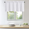 OWENIE Bob 1 PCS White Valances for Windows, Faux Linen Textured Kitchen Window Curtains Valance for Bedroom Living Room, Modern Soft Airy Solid Rod Pocket Bathroom Cafe Curtain, 60Wx24L Inch