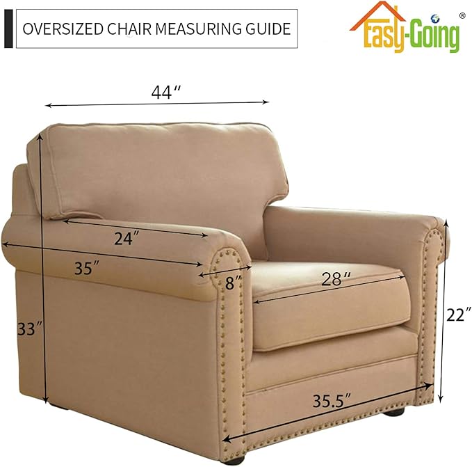 Easy-Going Stretch Oversized Chair Sofa Slipcover 1-Piece Couch Sofa Cover Furniture Protector Soft with Elastic Bottom for Kids Spandex Jacquard Fabric Small Checks Beige