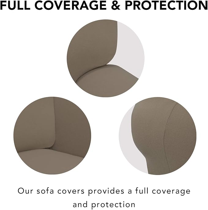 PureFit Super Stretch 4 Seater Sofa Slipcover – Spandex Non Slip Soft Couch Sofa Cover, Washable Furniture Protector with Non Skid Foam and Elastic Bottom for Kids, Pets （XX Large, Natural）