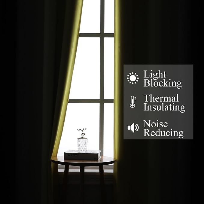 Estelar Textiler Yellow and Black Ombre Blackout Curtains for Bedroom, Thermal Insulated Gradient Blackout Drapes, Full Room Darkening Energy Saving Curtains for Living Room, 42Wx72L, 2 Panels