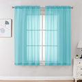 OVZME Sheer Curtains 63 inch Length 2 Panels Set for Bedroom Living Room, Soft Airy Elegant Light Filtering Sheer Curtains, Dual Rod Pocket Window Drapes, Each 42W x 63L Inches, Aqua