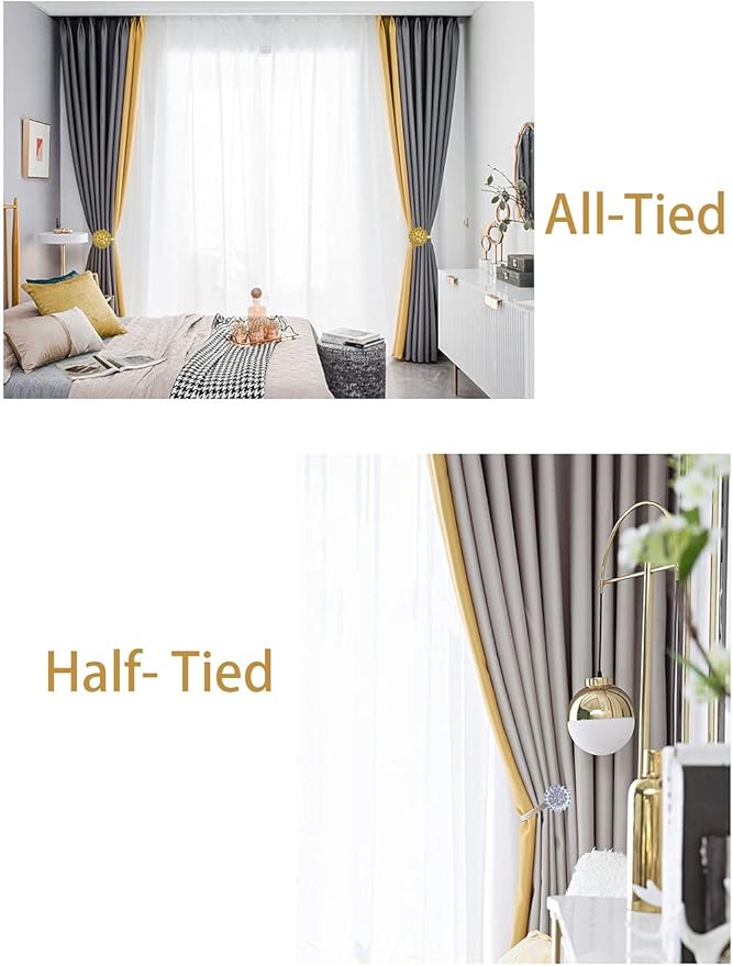 Magnetic Tiebacks for Curtains, 2 Pack Sparkling Crystal Flower Curtain Tiebacks Curtain Buckle Clips with High-Elastic Spring Wire for Home Office Decoration (Red)