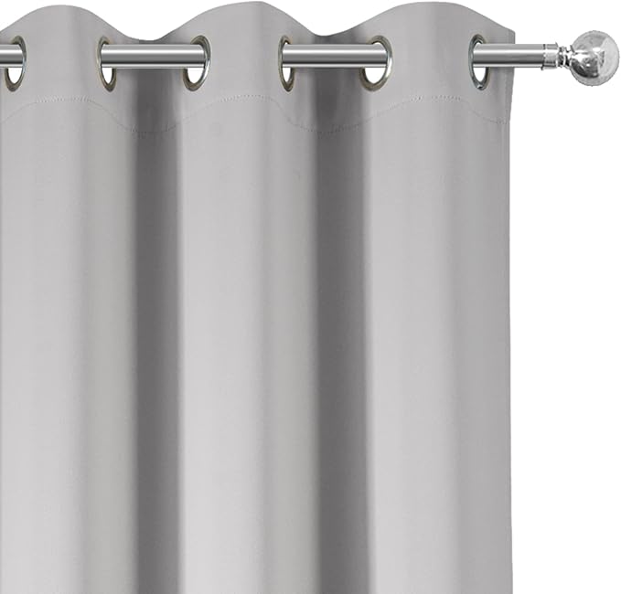 LEMOMO Light Grey Blackout Curtains 42 x 54 Inch Length Set of 2 Panels Grommet Bedroom Curtains for Living Room
