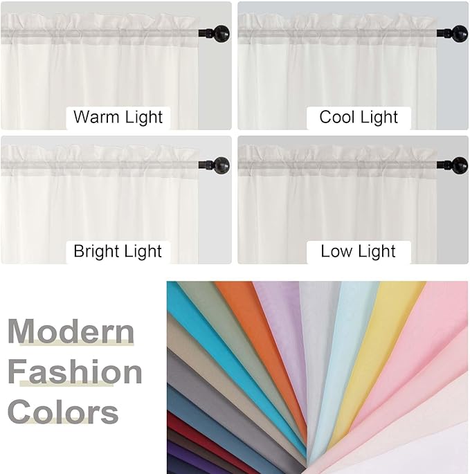 Sheer Ivory Curtains for Bedroom Living Room 63 Inch Length 2 Panels, Airy Soft Light Filtering Sheer Dining Room Curtains, Modern Rod Pocket Drapes, Ivory, Each 42" Wx63 L Inches