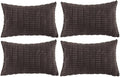 Fancy Homi 4 Packs Boho Dark Brown Decorative Throw Pillow Covers 12x24 Inch for Living Room Couch Bed Sofa, Rustic Modern Farmhouse Home Decor, Soft Plush Corduroy Cute Square Cushion Case 30x60 cm
