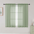 Sage Green Sheer Curtains for Bedroom Living Room 45 Inch Length 2 Panels, Soft Light Filtering Small Kitchen Window Curtains, Rod Pocket Short Curtain Drapes, Sage Green, 42" Wx45 L Inches