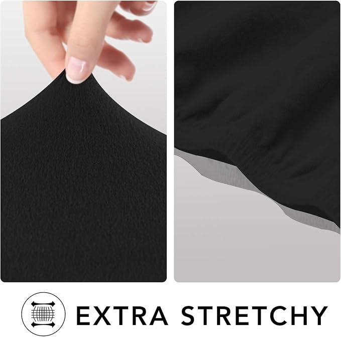PureFit Super Stretch Oversized Sofa Slipcover – Spandex Non Slip Soft Couch Sofa Cover, Washable Furniture Protector with Non Skid Foam and Elastic Bottom for Kids, Pets （Oversized Sofa, Black）