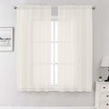 Lecloud Ivory Sheer Curtains 68 Inch Length 2 Pcs, Light Filtering Rod Pockets Bedroom Curtains for Living Room, Farmhouse Window Voile Soft Drapes for Bathroom Home Office, Each Panel 42" W x 68" L
