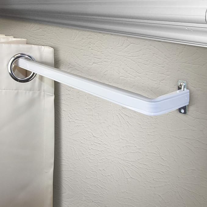 Blu-Pier Tech Heavy Duty Single Rod Standard White 28"-48" Adjustable Curtain Rod Hardware Included (Pack of 2)