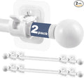 Curtain Rods No Drilling for Windows,5/8 Inch Diameter Drapey Pole with No Drill Curtain Rod Brackets (2PCS White, 30 to 45")